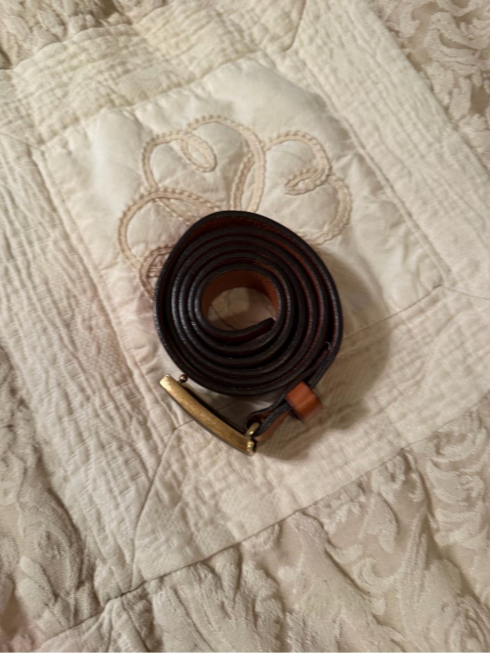 Eleventy Brown Leather Belt with Antique Silver Buckle - Picture 2 of 6